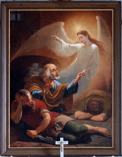 Un angelo libera San Pietro dalla prigione, disegnato da F. Devigne (?) da Unknown artist