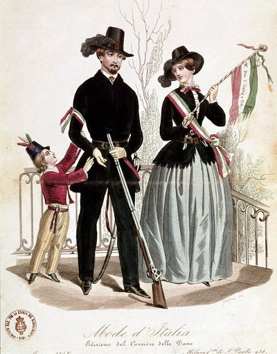 Una famiglia patriottica elegante al tempo del Risorgimento da Unknown artist