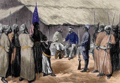 Un incontro tra David Livingstone (1813-1873), missionario ed esploratore inglese dell