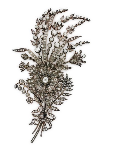 Antica spilla floreale a corsage con diamanti, c.1885 da Unknown artist