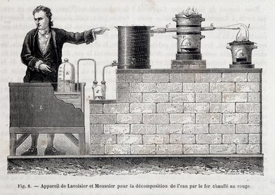 Apparecchio di Antoine Laurent de Lavoisier e Meusnier per la decomposizione dell