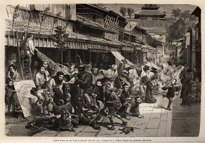 Aspetto di una strada a Edo (Tokyo) il primo giorno dell