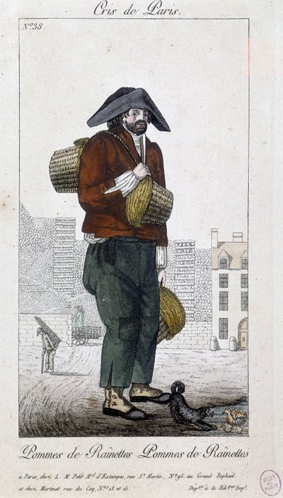 Venditore di mele - in "Cris de Paris", inizio XIX secolo da Unknown artist