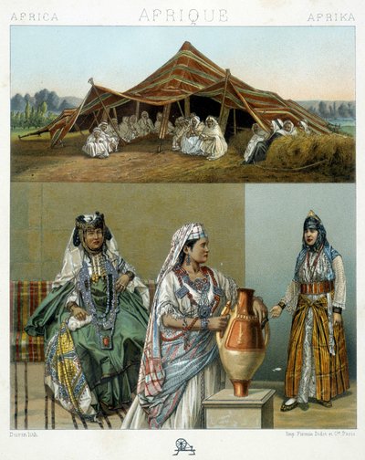 Tenda araba, costumi femminili algerini - in "Il costume storico" di Racinet da Unknown artist