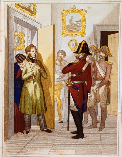 Arresto del patriota Federico Confalonieri (1785-1846), da parte delle truppe italiane. Incisione del 19° secolo Museo del Risorgimento, Roma da Unknown artist