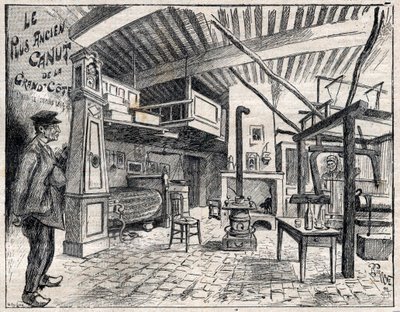 Atelier di Canut a Lione - il più antico canut del Grand Cote dal 1814 incisione in "Le Progres illustré" del 1895 da Unknown artist