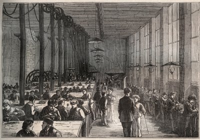 Atelier del ferro - Scuola municipale di apprendisti del boulevard de la Villette a Parigi nel 1875 - incisione da Unknown artist