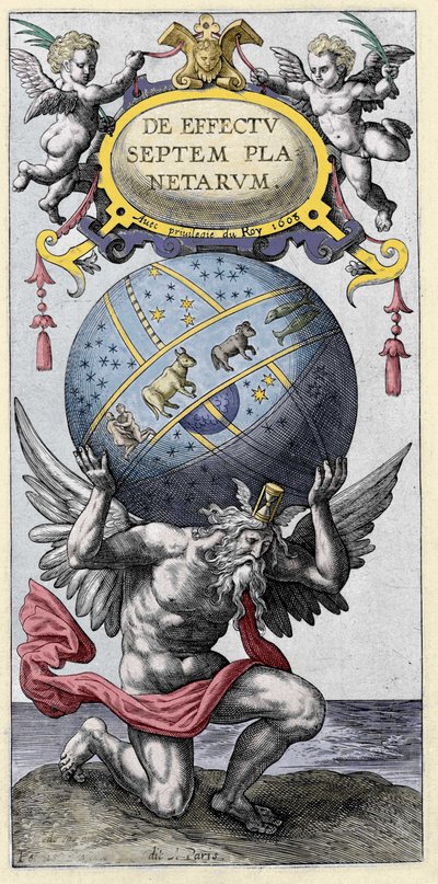 Atlante che porta il mondo. Incisione dell
