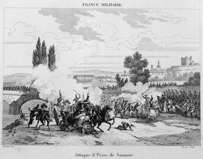 Attacco e cattura di Saumur. Incisione del XIX secolo da Unknown artist