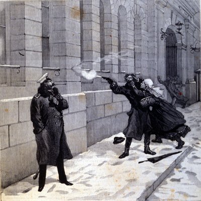 Attentato contro lo Zar Alessandro II (1818-1881) a San Pietroburgo nel 1879. Incisione del 19° secolo da Unknown artist