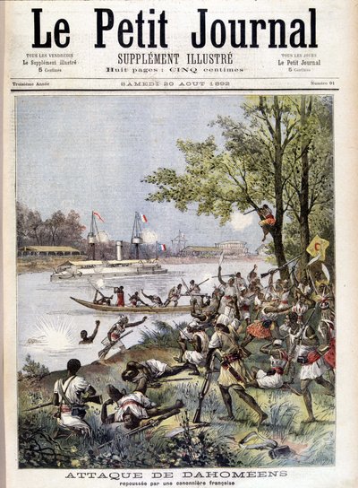 Attacco dei Dahomeani respinto da una cannoniera francese - in "Le Petit Journal" del 20/08/1892 da Unknown artist