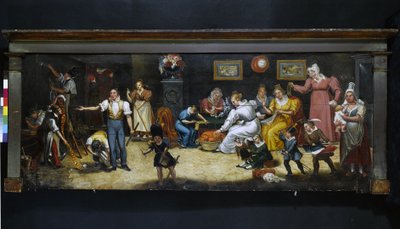 Al buon padre. Insegna di un tappezziere-decoratore. Rue Mouffetard, 5° arrondissement, Parigi, 1825 circa (insegna) da Unknown artist