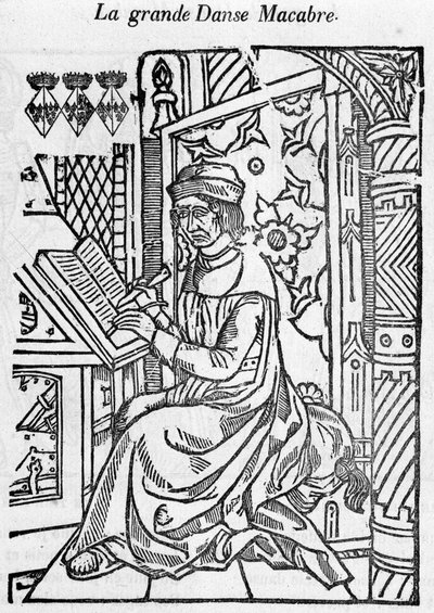 Autore della grande danza macabra scrivendo. da Unknown artist