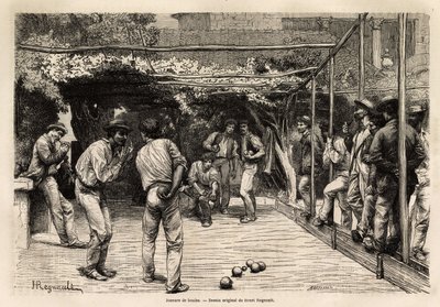 Giocatori di palla a Roma (Italia). Incisione per illustrare il viaggio a Roma, di Francis Wey, nel 1864-1868, pubblicato in “Le tour du monde, nouveau journal des voyages”, sotto la direzione di Edouard Charton da Unknown artist