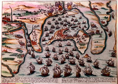 Piano di battaglia di Cales Males (Spagna) del 30 giugno 1596. La flotta dell