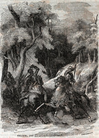 Battaglia tra Orlando e Ferragus - incisione del 1851 da 
