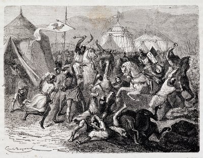 Battaglia del Monte Cassel - in "Histoire de France populaire" di Henri Martin, Jouvet, Parigi, T.1 da Unknown artist