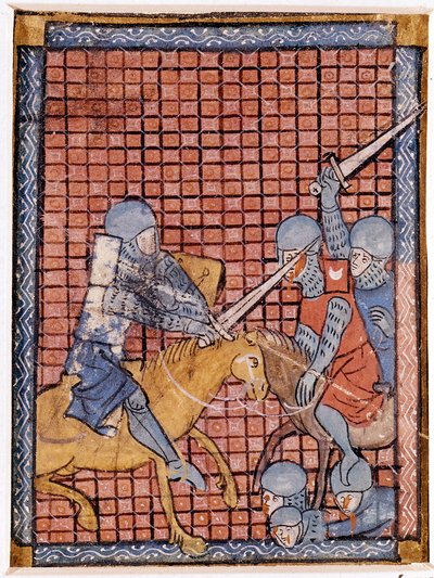Battaglia di cavalieri. Manoscritto francese. Inizio XIV secolo da Unknown artist