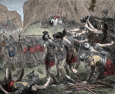 Battaglia delle Forche Caudine - Battaglia delle Forche Caudine (Furculae Caudinae) - 321 a.C. tra Romani e Sanniti durante la Seconda Guerra Sannitica da Unknown artist
