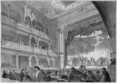 Berlino, veduta della nuova sala del Teatro Wallner ricostruita nel 1865. In 
