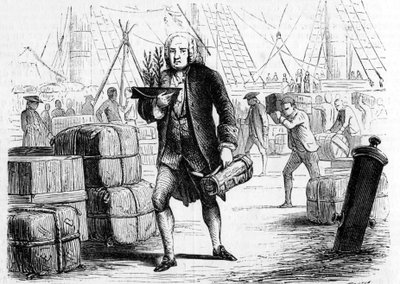 Bernard de JUSSIEU (1699-1777), botanico e naturalista francese, riportando il cedro dal LIBANO. Incisione 1856 da Unknown artist