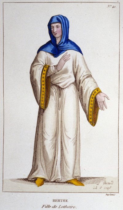 Berthe, figlia di Lotario II, Re di Lotaringia. incisione del 1830 da Unknown artist