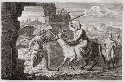 Bibbia di Royaumont, Antico Testamento: Balaam. Il falso profeta Balaam benedice, anche se lui, il popolo di Dio, sebbene il re Balak (Balac) lo avesse mandato a maledirlo. Il suo asino gli parla per lamentarsi di essere stato picchiato, perché si era ferm da Unknown artist