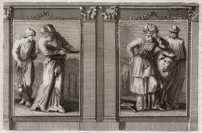 Bibbia di Royaumont, Antico Testamento: Vesti dei sacerdoti. Figura delle vesti del Gran Sacerdote e degli altri Leviti. Illustrazione del 1811 da Unknown artist