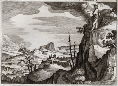 Bibbia di Royaumont, Antico Testamento: Morte di Mosè. Dio mostra a Mosè la terra di Canaan dalla cima del Monte Nebo, dove muore, senza che si sappia dove sia il suo corpo. Illustrazione del 1811. da Unknown artist