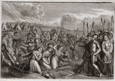 Bibbia di Royaumont, Antico Testamento: Distruzione di Hai. Giosuè, dopo la rovina di Gerico, attacca la città di Hai, dove viene respinto a causa del crimine di Akan, ma dopo la punizione di Akan, prende la città da Unknown artist