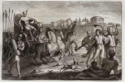Bibbia di Royaumont, Antico Testamento: Elevazione di Giuseppe. Giuseppe è innalzato in gloria. Illustrazione del 1811. da Unknown artist