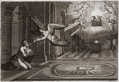 Bibbia di Royaumont, Antico Testamento: Isaia profeta. Un serafino prese con le sue pinze un carbone ardente che era sull