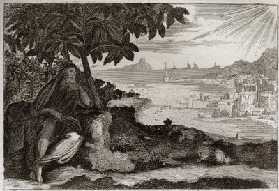 Bibbia di Royaumont, Antico Testamento: Edera secca. Dio mostra con un esempio sensibile al suo profeta Giona quanto ama gli uomini e quanto dolore prova quando è costretto a punirli. Illustrazione del 1811 da Unknown artist