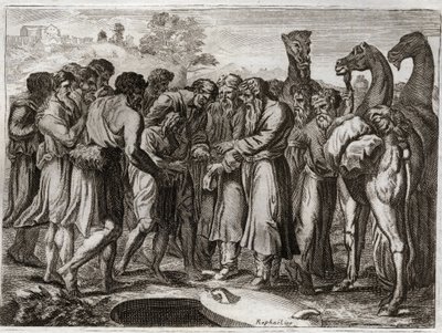 Bibbia di Royaumont, Antico Testamento: Giuseppe venduto dai suoi fratelli. da Unknown artist
