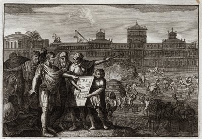 Bibbia di Royaumont, Antico Testamento: Re Ciro. Ciro II il Grande, re di Persia, e poi di Babilonia, avendo saputo che era stato predetto dai Profeti che sarebbe stato lui a ricostruire il Tempio di Gerusalemme, dà potere a tutti gli ebrei da Unknown artist