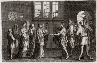 Bibbia di Royaumont, Antico Testamento: Matrimonio di Isacco. Isacco, figlio di Abramo, sposa Rebecca. Illustrazione del 1811 da Unknown artist