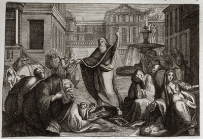Bibbia di Royaumont, Antico Testamento: Penitenza dei Niniviti. Gli abitanti di Ninive fanno penitenza alla predicazione del profeta Giona. Illustrazione del 1811. da Unknown artist