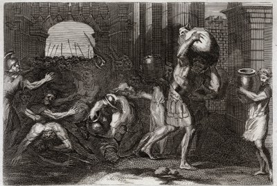 Bibbia di Royaumont, Antico Testamento: Predizione di Eliseo. Un signore di Samaria, avendo frainteso le parole di Eliseo, viene calpestato ai suoi piedi. Illustrazione del 1811. da Unknown artist
