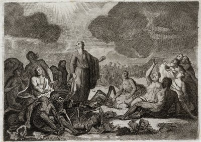 Bibbia di Royaumont, Antico Testamento: Seconda visione di Ezechiele. La visione che il profeta Ezechiele ebbe di diverse ossa tutte secche che presero forma umana. Illustrazione del 1811 da Unknown artist