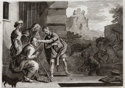 Bibbia di Royaumont, Antico Testamento: Tobia recupera la vista. Il giovane Tobia ridà la vista a suo padre passando sui suoi occhi il fiele del pesce che aveva pescato su consiglio dell