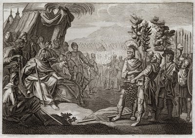 Bibbia di Royaumont, Antico Testamento: I dodici esploratori. Mosè inviò dodici esploratori a riconoscere la terra di Canaan (Terra Promessa). Illustrazione del 1811 da Unknown artist