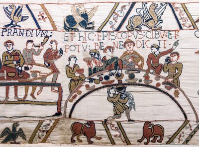 Il vescovo Odo benedice il cibo e il vino, Arazzo di Bayeux da Unknown artist