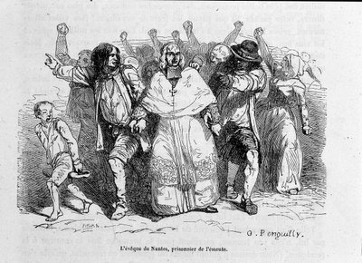 Vescovo di Nantes, prigioniero della rivolta - incisione da Unknown artist