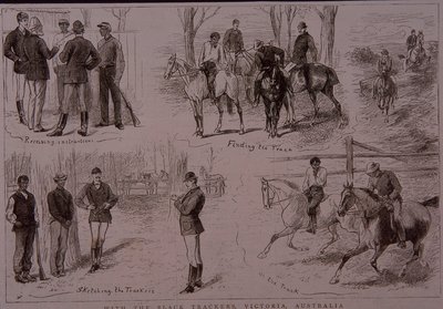 Tracciatori neri sulle tracce dei bushrangers in Victoria, Australia nel 1881 da Unknown artist