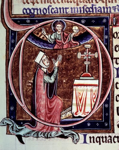 Blanche de Castille regina di Francia (1188-1252) in preghiera Miniatura da un manoscritto "Vita e miracoli di San Luigi" di William of Saint Pathus da Unknown artist