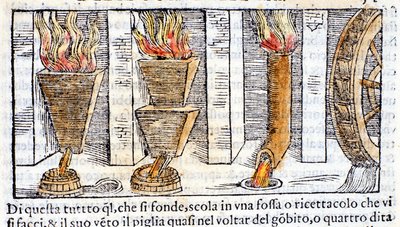 Altoforno - in "Pirotechnica" di Biringuccio da Unknown artist