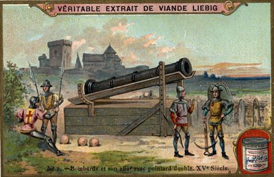 Bombarda e il suo orologio con doppio puntale. XV secolo. Chromo Liebig. da Unknown artist