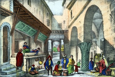 Boutiques di una strada di Algeri. in “L
