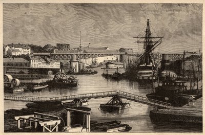 Brest - Il porto militare - Finistere - Bretagna - incisione in 