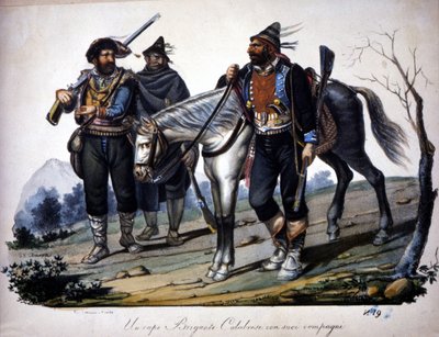 Brigantaggio in Calabria, Italia, incisione del XIX secolo da Unknown artist